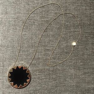 House of Harlow 1960 Large Black Sunburst Necklace on Long Chain.